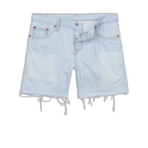 Levi's 501 CT Denim Shorts Cut Off Light Wash Button‎ Fly 6" Inseam Patchwork 30